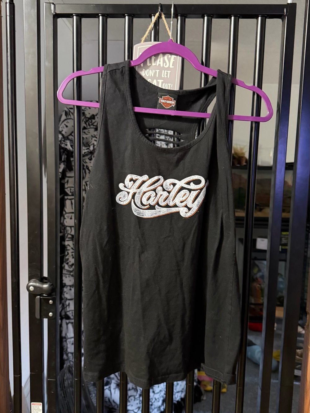 Harley-Davidson Black Tank with White and Orange Script